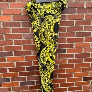 Versace Jeans Barocco Print Slim Fit Pants Black Yellow Authentic- Mens 44